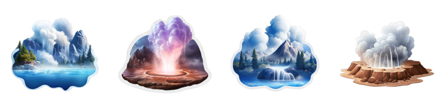 Geysers clipart collection, vector, icons isolated on transparent background