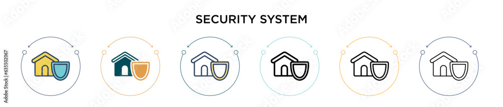 Poster security system icon in filled, thin line, outline and stroke style. vector illustration of two colo