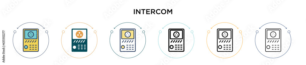 Poster intercom icon in filled, thin line, outline and stroke style. vector illustration of two colored and