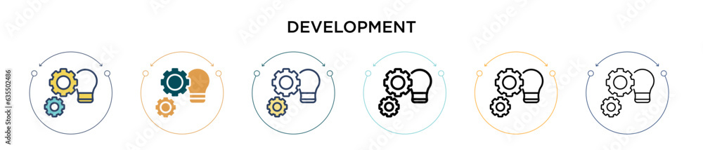 Poster development icon in filled, thin line, outline and stroke style. vector illustration of two colored 