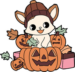 Retro Ghost Halloween t-shirt design. Cute cartoon. vintage illustration