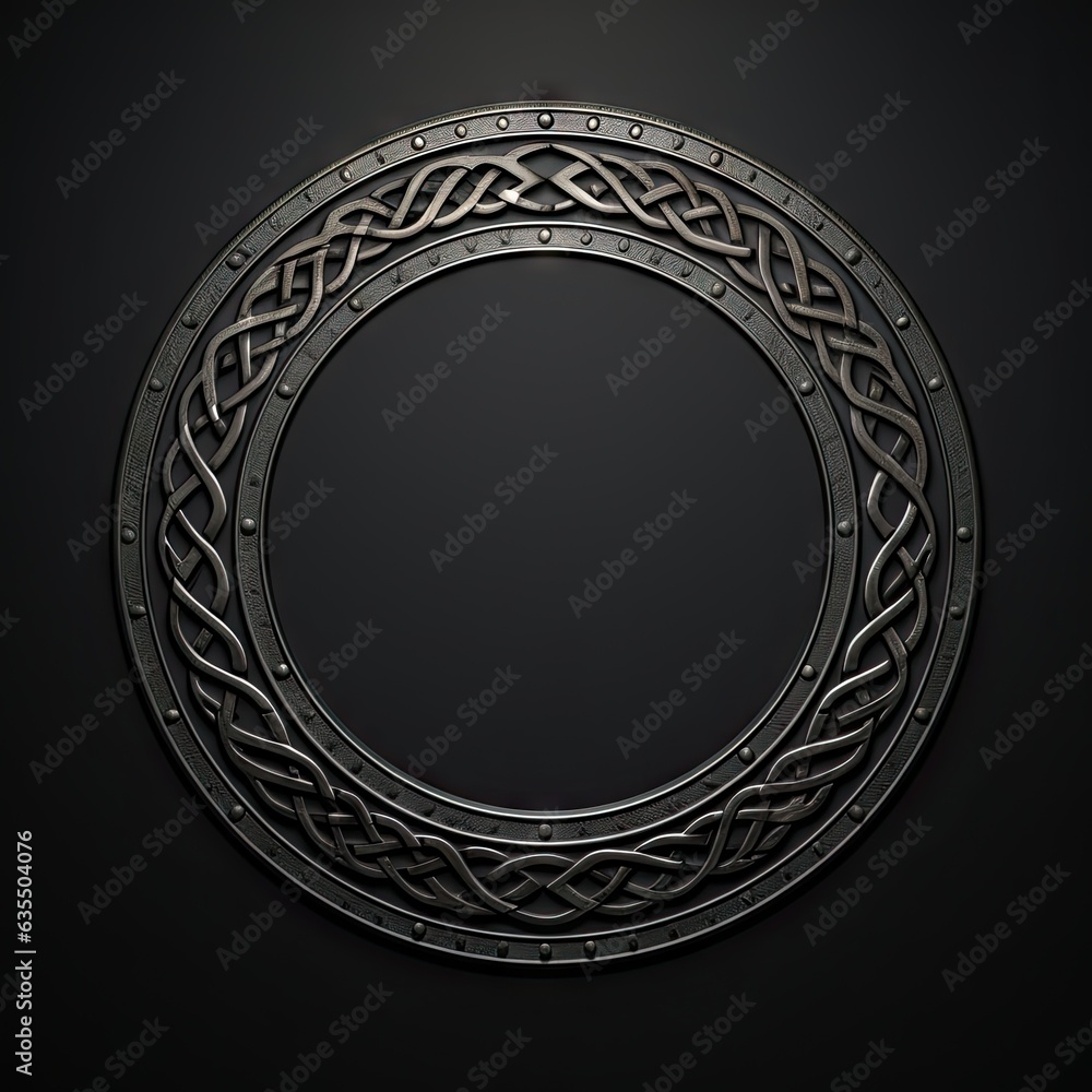 Aufkleber circle frame pattern on black background. intricate circular pattern in vintage style