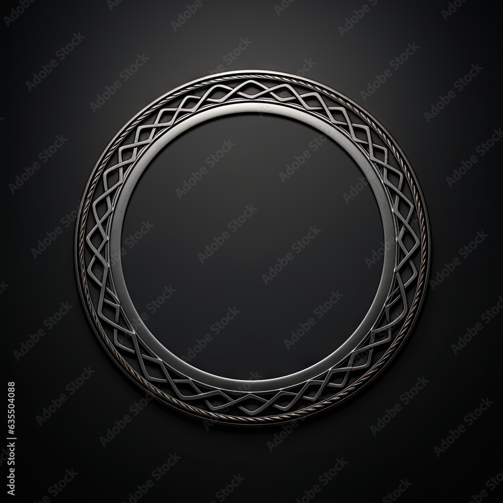 Poster circle frame pattern on black background. intricate circular pattern in vintage style