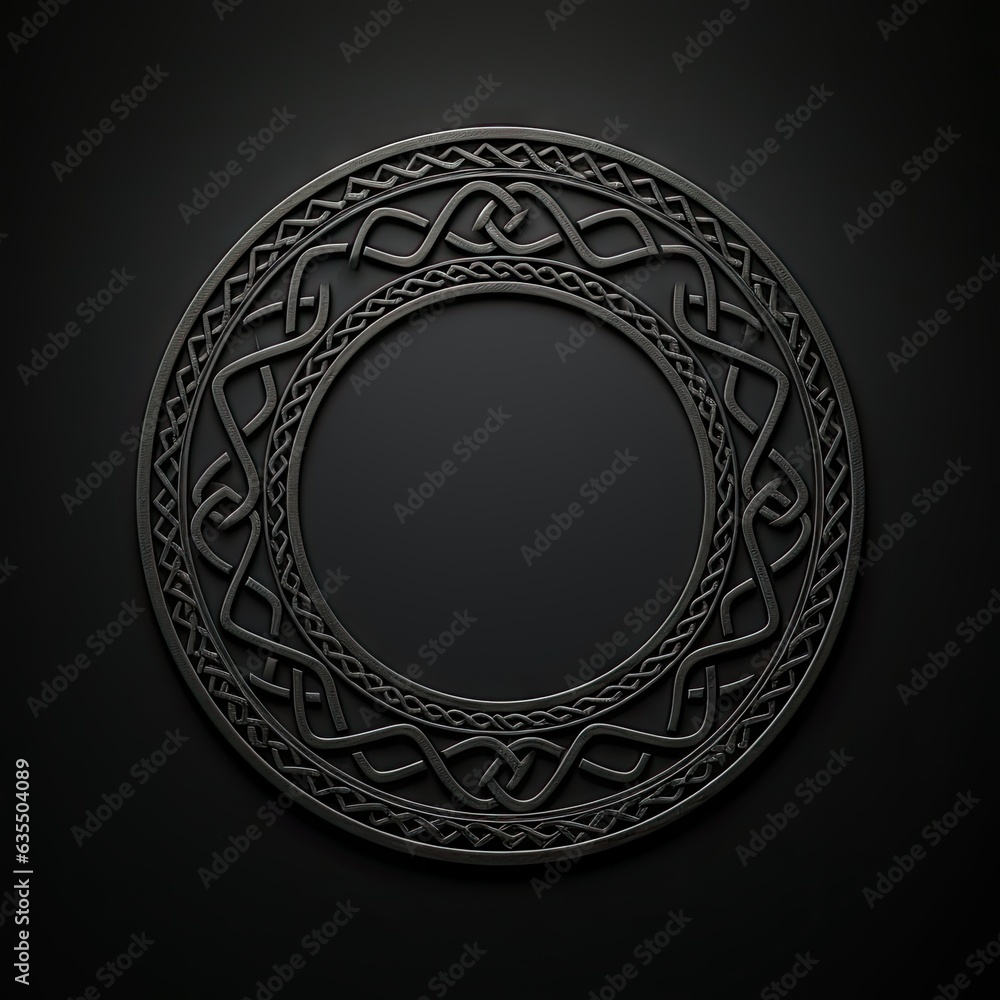 Poster circle frame pattern on black background. intricate circular pattern in vintage style