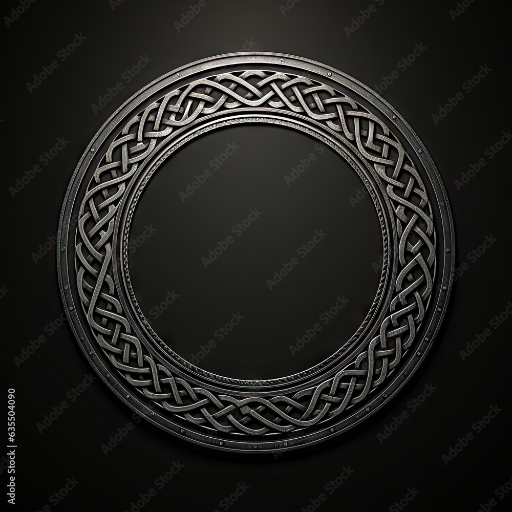 Poster circle frame pattern on black background. intricate circular pattern in vintage style