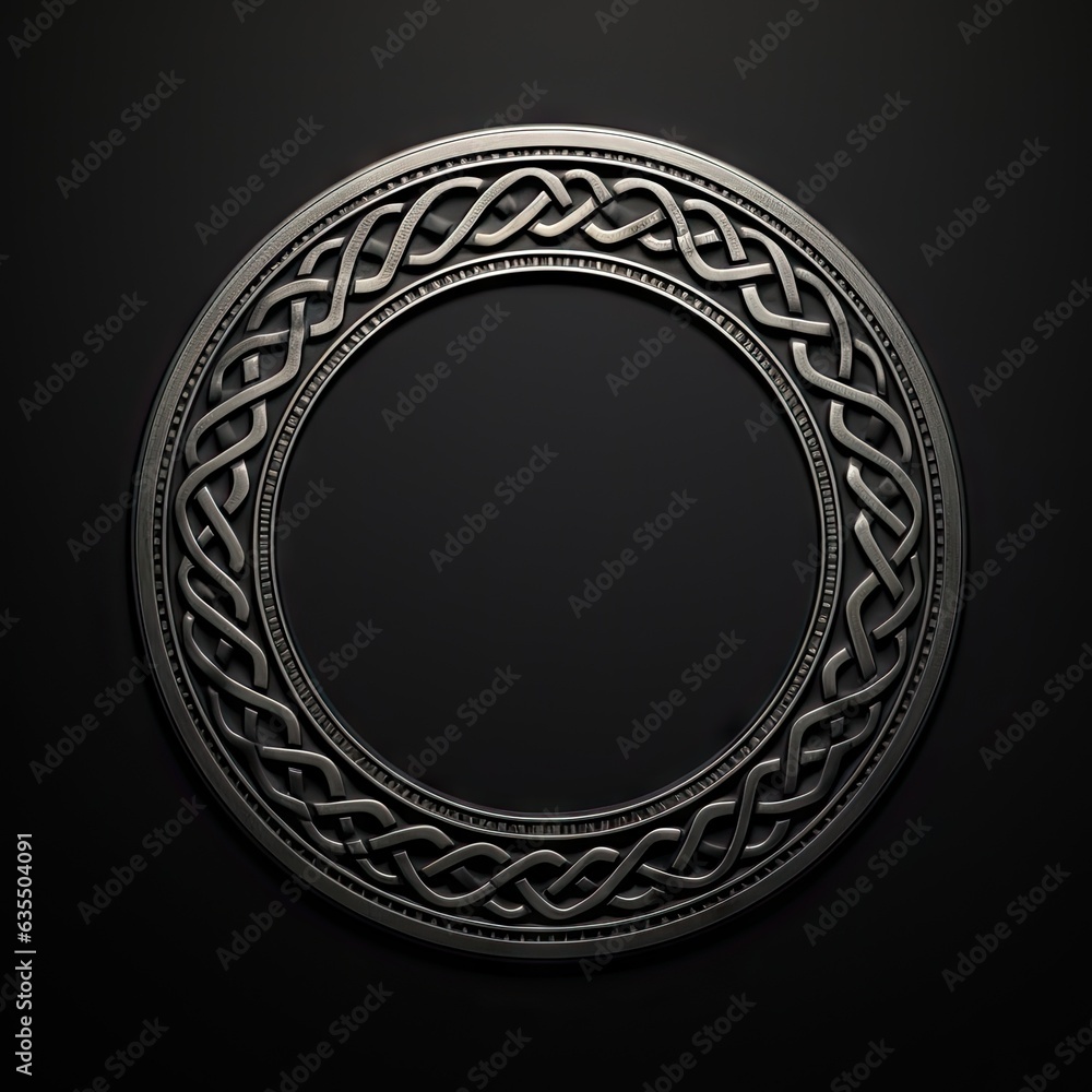 Aufkleber circle frame pattern on black background. intricate circular pattern in vintage style