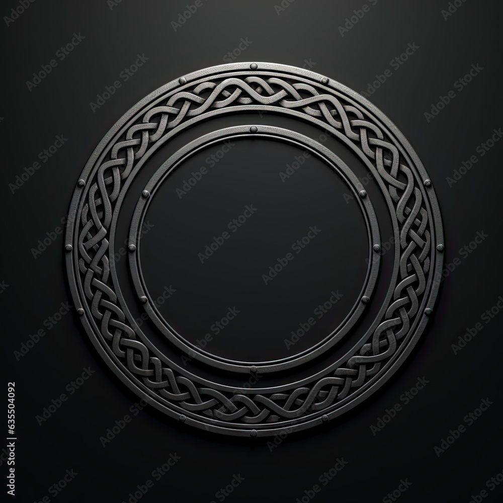Poster circle frame pattern on black background. intricate circular pattern in vintage style