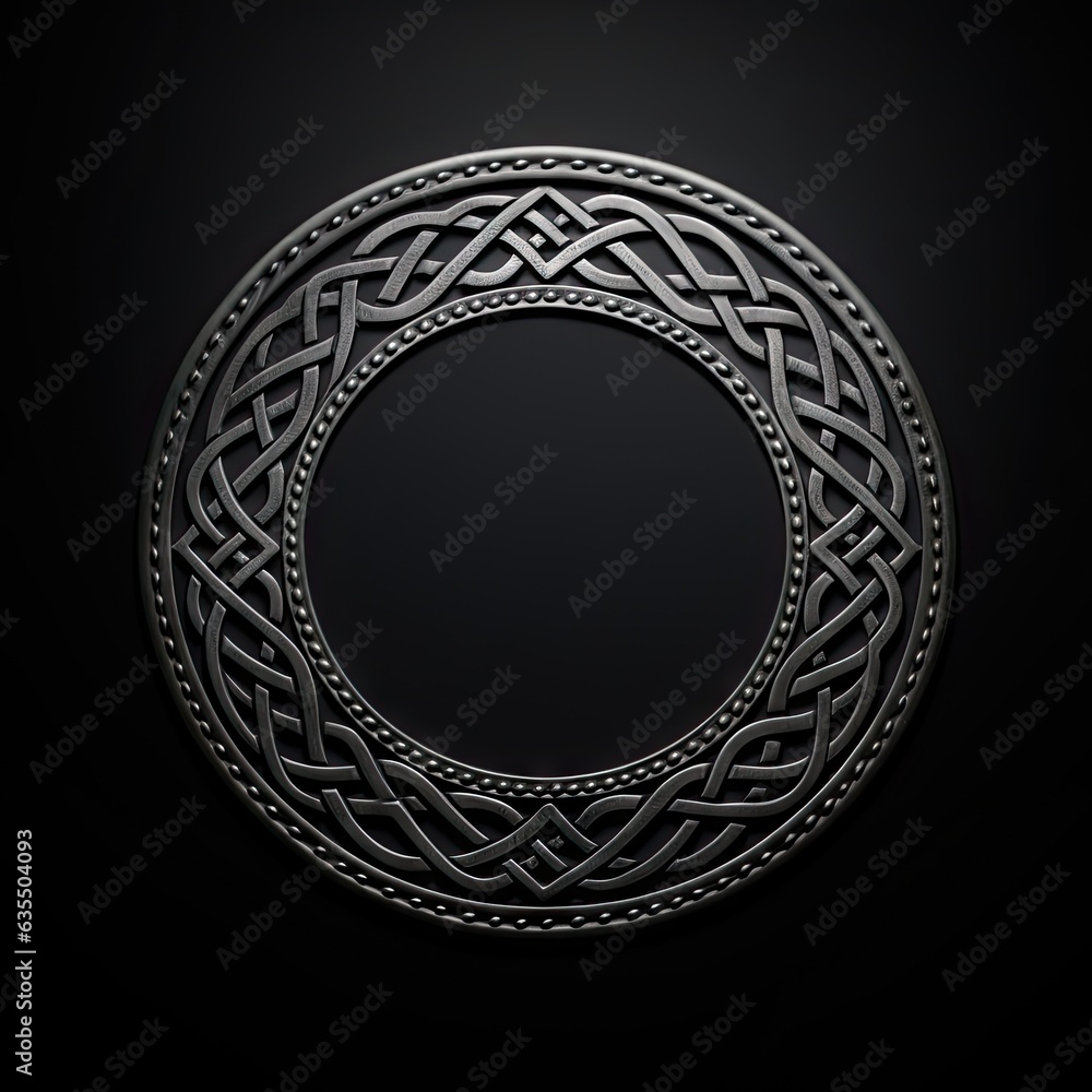 Poster circle frame pattern on black background. intricate circular pattern in vintage style