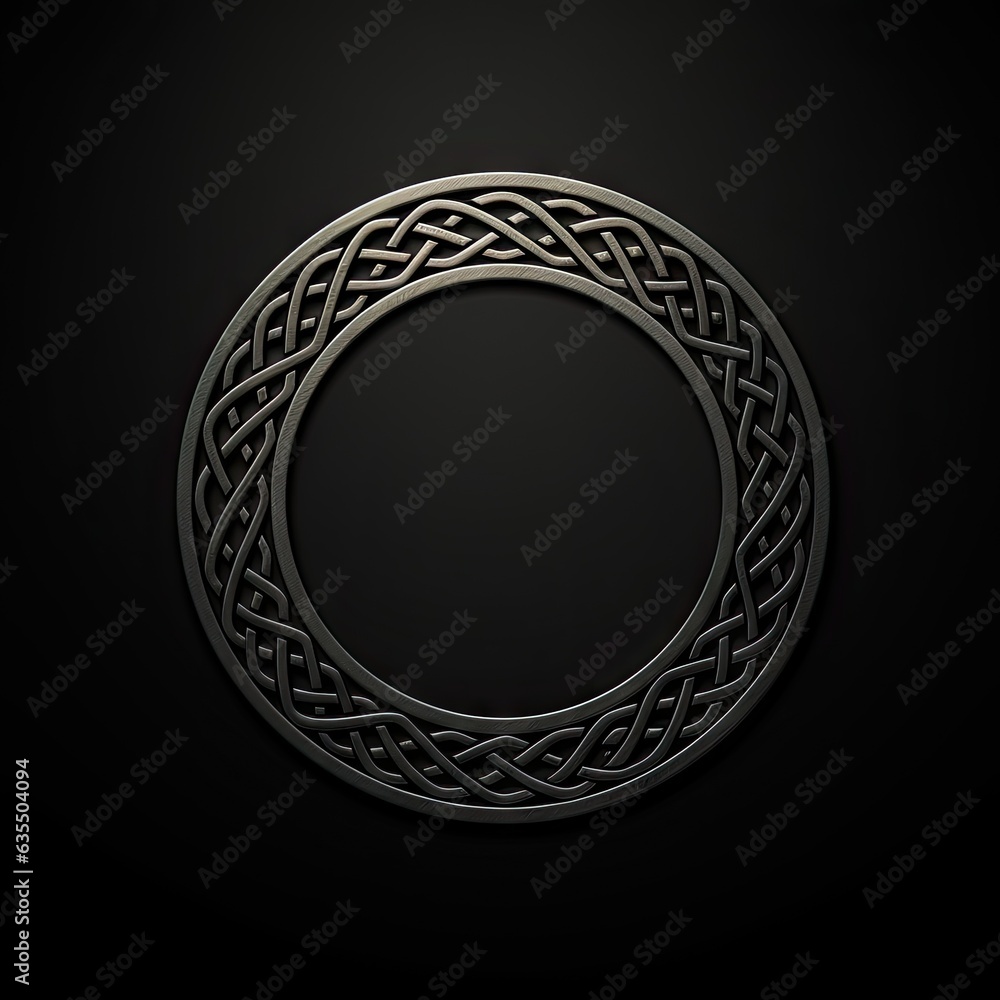 Poster circle frame pattern on black background. intricate circular pattern in vintage style