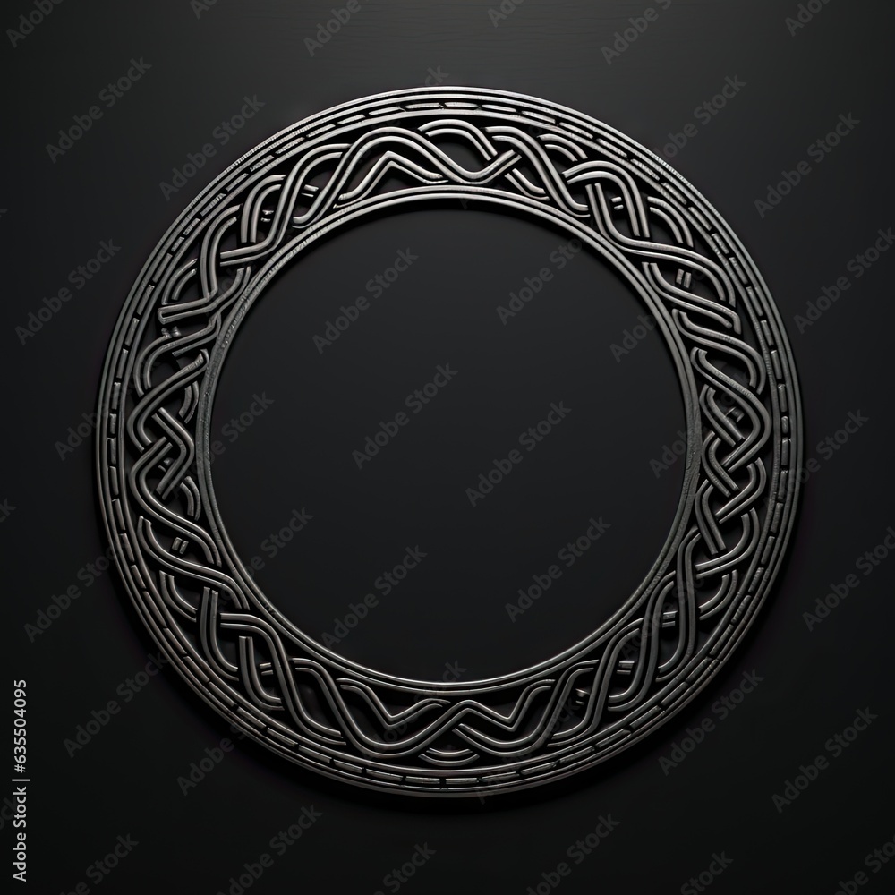 Poster circle frame pattern on black background. intricate circular pattern in vintage style