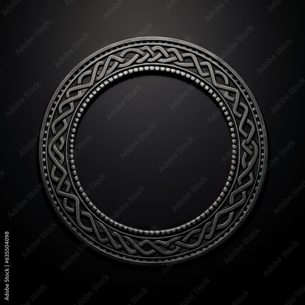 Poster circle frame pattern on black background. intricate circular pattern in vintage style
