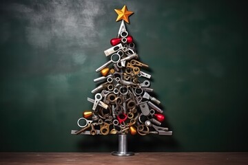 Christmas tree made from steel tools