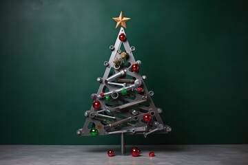 Christmas tree made from steel tools