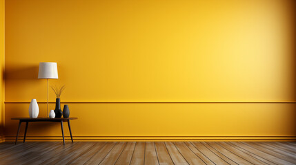 yellow room with a lamp