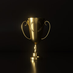 championship golden trophy. sports award. concept of success and achievement.