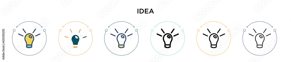 Poster idea icon in filled, thin line, outline and stroke style. vector illustration of two colored and bla