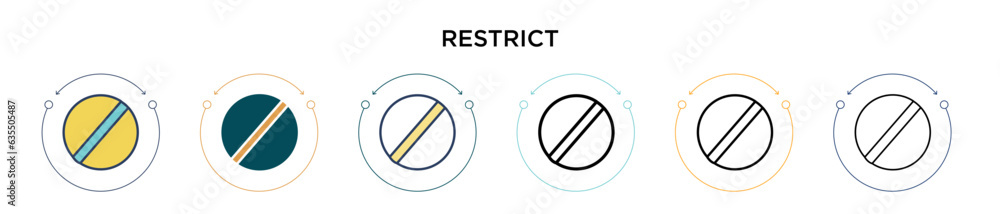 Poster restrict icon in filled, thin line, outline and stroke style. vector illustration of two colored and