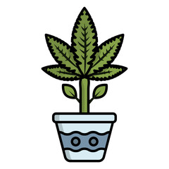 greenish-gray mixture of the flowers pot concept, Hemp Plant vector icon design, Cannabis and marijuana symbol, thc and cbd sign, recreational herbal drug stock illustration