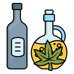 Hemp Raw Tincture Jar with Hash Water concept, cook and bake with CBD vector icon design, Cannabis and marijuana symbol, thc and cbd sign, recreational herbal drug stock illustration