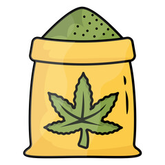 Hemp water-soluble powder form concept, water-repelling mixture vector icon design, Cannabis and marijuana symbol, thc and cbd sign, recreational herbal drug stock illustration