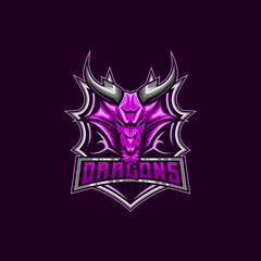 Dragon E-Sport Logo. Dragon Head Mascot logo icon symbol modern style template