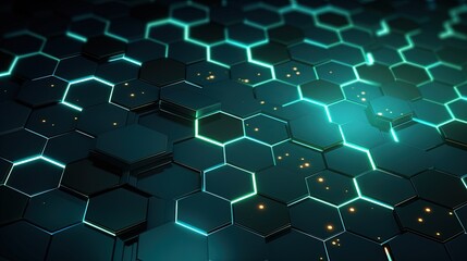 Fototapeta premium Hexagon luminous background pattern illustration made with Generative AI 