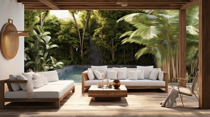 Fototapeta premium Modern backyard living area