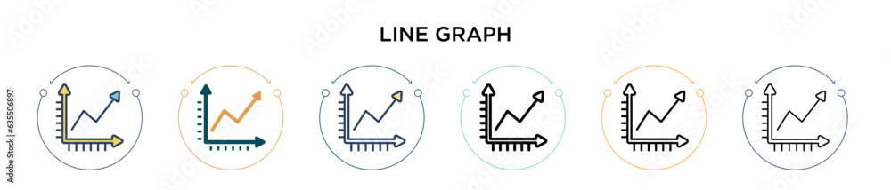 Poster line graph icon in filled, thin line, outline and stroke style. vector illustration of two colored a