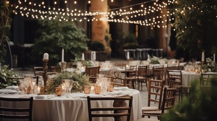 Wedding reception during an early evening during the snow