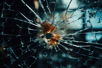 broken window with blurry background (Generative AI)