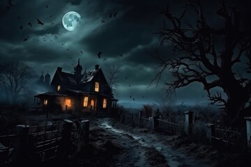 Fototapeta na wymiar Halloween dark house background