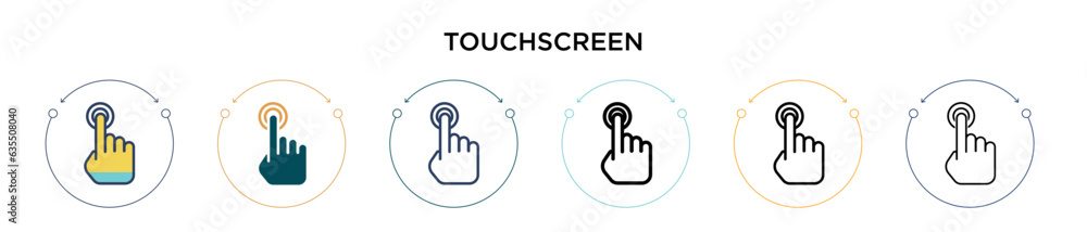 Wall mural touchscreen icon in filled, thin line, outline and stroke style. vector illustration of two colored 