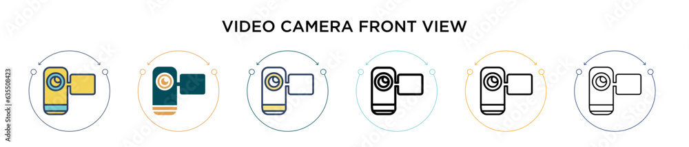 Poster video camera front view icon in filled, thin line, outline and stroke style. vector illustration of 