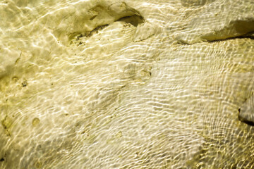 impresionante fotografía de fondo del río con rayos de luz solar. Concepto de vida acuática, textura y naturaleza. Espacio para texto