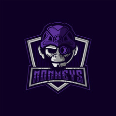 Monkey E-Sport Logo. Monkey Army Mascot E-Sport Logo Icon Vector Illustration Template