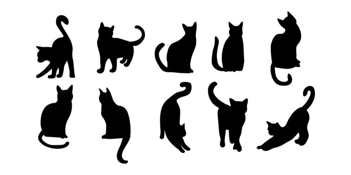 Black silhouette cats, great design for any purposes