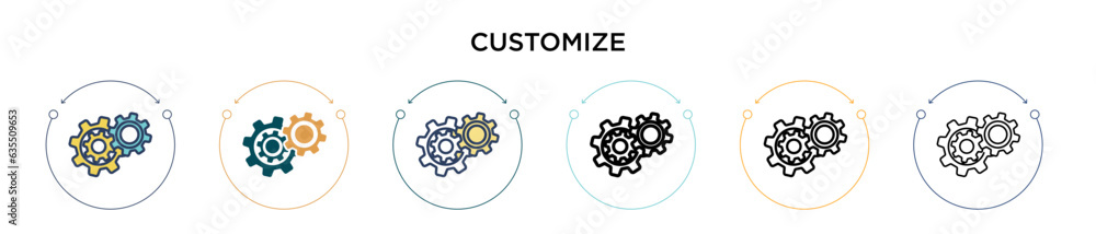 Poster customize icon in filled, thin line, outline and stroke style. vector illustration of two colored an