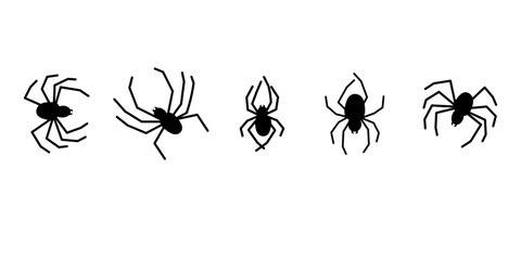 Doodle halloween scary black silhouette spider