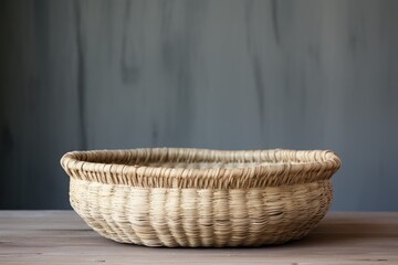 elegant natural fiber basket - isolated (Generative AI)