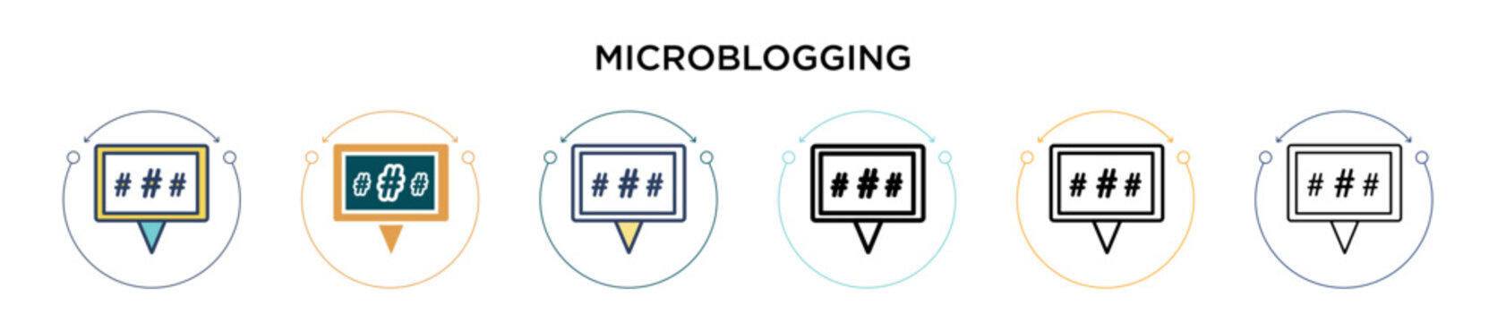 Microblogging icon in filled, thin line, outline and stroke style. Vector illustration of two colored and black microblogging vector icons designs can be used for mobile, ui, web