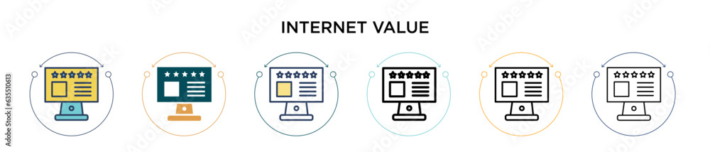 Poster internet value icon in filled, thin line, outline and stroke style. vector illustration of two color