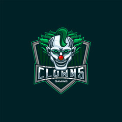 Clown E-Sport vector mascot logo design with modern illustration concept style for badge. smile clown illustration for sport and esport team.