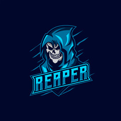 Fototapeta na wymiar Grim Reaper Logo. Grim Reaper E-Sport Mascot Logo Design Vector Illustration Template