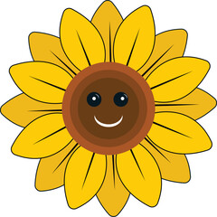 A happy smiling sunflower - vector illustration