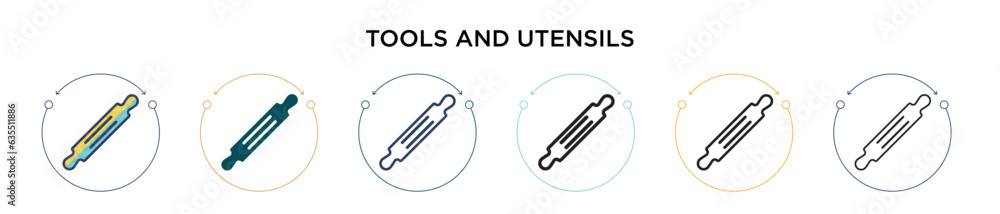 Poster tools and utensils icon in filled, thin line, outline and stroke style. vector illustration of two c