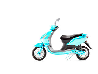 Fototapeta premium Electric moped parked isolated on white