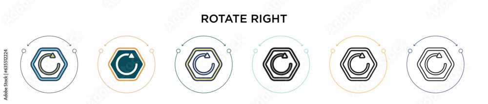 Aufkleber rotate right icon in filled, thin line, outline and stroke style. vector illustration of two colored