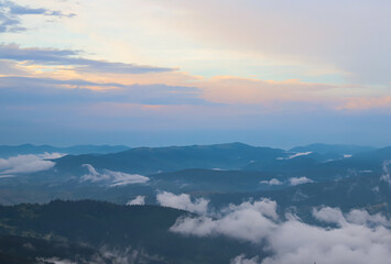 mountains and clouds in sunset