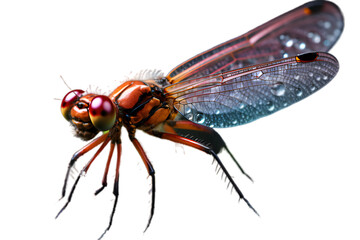 A damselfly displaying its slender body, delicate wings, and vibrant colors against a transparent background, damselfly isolated on white background