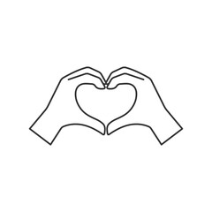 Fototapeta premium Hands making a heart gesture icon vector. Linear style sign for mobile concept and web design. Hands making a heart gesture symbol illustration. Flat vector simple element graphics - vector.